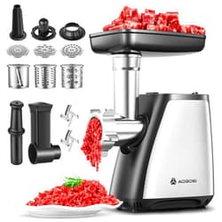 AAOBOSI Meat Grinder, 4-In-1 Meat Grinder Electric [2800W Max] with 3 Slice, Shred Blades,2 Blades,3 Plates,Sausage Stuffer,Kubbe Kit, for Home Kitchen Use, Stainless Steel