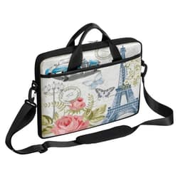 QsirBC Retro Paris Laptop Bag for Women Men Slim Briefcase Messenger Bag Waterproof 14 Inch 15 Inch Laptop Bag Carrying Case Fit 14-15.6 Inch Notebook Computer Tablet
