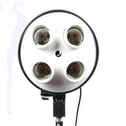 FocusFoto 4-in-1 E27 Base Socket Splitter Light Lamp Bulb Head Adapter Umbrella Holder with Two On/Off Switches Control for Photo Studio Softbox