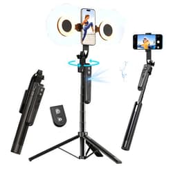 yAyusi Extendable Auto Face Tracking Tripod 360° Rotation with Light, No App, 70.9