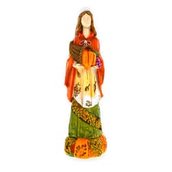 BestPysanky Pilgrim Woman Figurine Holding a Horn of Plenty Cornucopia – Thanksgiving Decoration