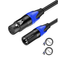AuxLink XLR Cable 6ft 2 Pack, XLR Microphone Cable Male to Female, Balanced XLR Cable Suitable for Preambles, Speaker Systems, Radio Station and More