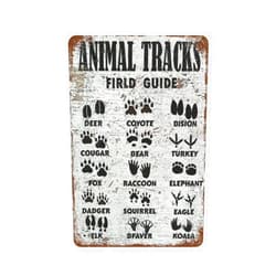 VelfDuel Animal Track Signs Woodland Nursery Decor Field Guide Metal Tin Signs Wildlife Finder Boys Country Cottage Garden Forest Farmhouse Decorations Birthday Holiday Gifts for Kids Classmate 8x12 inch