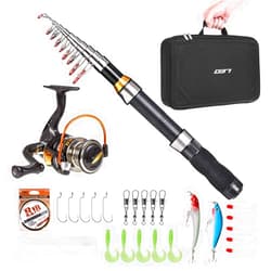 Lixada Fishing Pole and Reel Combo Telescopic Fishing Rod Pole Spinning Reel Set Fishing Line Lures Hooks Barrel Swivels with Carry Bag Case Travel Fishing Fishing Rod