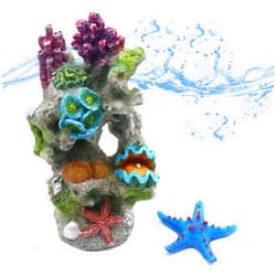 Relaqcc Fish Tank Rocks Resin Artificial Coral Inserts Decor Shell Ornaments Reef Aquarium Coral Decoration for Betta Fish Tank Fish to Sleep Rest Hide Play