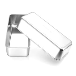 E-far Loaf Pan for Homemade Bread-2 Pack, 12” x 5” Large Stainless Steel Loaf Pans, Long Metal Bread Baking Mold for Banana Cake Meatloaf Sourdough Lasagna, Nontoxic & Dishwasher Safe