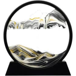 Twohua Moving Sand Art: 3D Sand Picture Moving Sand Art Liquid Motion Hourglass Deep Sea Sandscape Flow Sand Painting Sandalier,Office Desk Decor Desk Toys (7'', Black)