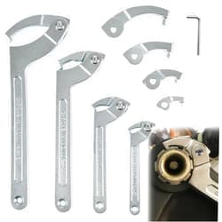 Sunluway 8 Pack Adjustable Pin Spanner Wrench Tool Set, Coilover Hook Wrenches with Changeable Heads for Suspension Collar, Nut Adjustment, 3/4