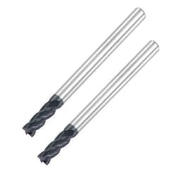 uxcell Square Nose End Mill, 4mm Tip Dia Solid Carbide AlTiN Coated CNC Router Bits 4 Flute Spiral Milling Cutter HRC45 with 4mm Shank 50mm (2-inch) Length, 2pcs