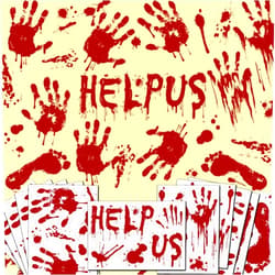 BlissfulTie Halloween Window Clings Decorations, Bloody Handprint and Footprint Stickers, Scary Halloween Party Decor for Windows and Cars, Indoor/Outdoor Use - 12 Sheets