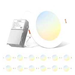 Amico 12 Pack 6 Inch 5CCT Ultra-Thin LED Recessed Ceiling Light with Junction Box, 2700K/3000K/4000K/5000K/6000K Selectable, 1000LM Brightness, Dimmable Canless Wafer Downlight, 12W Eqv 110W-ETL&FCC