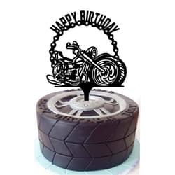 Xoxwolyw Motorcycle Happy Birthday Cake Topper Motorbike Theme Birthday Party Cake Decorations Birthday Cake Topper for Motorcycle Rider Racing Decorations Supplies