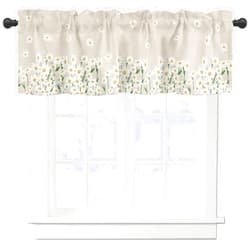 Bilagawa Valance Curtains Spring White Daisy Flowers Plants Linen Style Background Linen Texture Kitchen Valance Rod Pocket Window Treatments for Kitchen Bathroom Bedroom 54x18 Inch
