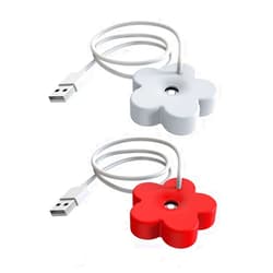 TRIIFON USB Small Flower Humidifier, Creative Cute Simple Mini Humidifier Personal Portable Waterproof Air humidifier for Home Bedroom Office Desk (White+Red)