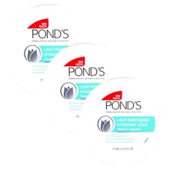 Pond's Light Moisturizer Cream, For Soft and Glowing Skin, Vitamin E, 3-Pack of 2.53 Fl Oz Each