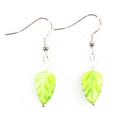 Style ARThouse Little Leaf, Lime Green Mother-of-Pearl Earrings; 1.5 Inches Total