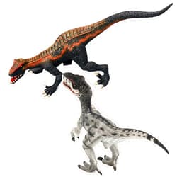 Gemini&Genius 2 Pcs Velociraptor Dinosaur Toys for Kids, Raptor Dino with Moveable Jaw and Hands Dinosaur Toys Large Dino Toy Figurines Great Gifts, Collections, Room Decors for Kids