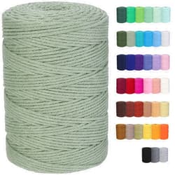 GOHOF Macrame Cord 3mm x 328yards Natural Macrame Cotton Rope Colored Macrame Rope Soft Cotton Cord Macrame Supplies Craft Rope Macrame Yarn for Plant Hanger Wall Hanger Dreamcatcher (Pea Green)