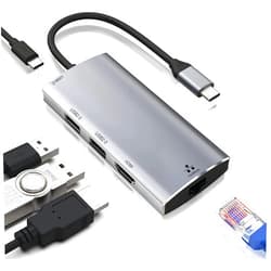 GECENinov USB C Hub, 5-in-1 USB C Hub Multiport Adapter Docking Station with Ethernet Port, 4K HDMI, 2 USB 2.0, 86W PD Charging, Type C Hub Compatible with MacBook Pro/Air, Laptop, and Other USB C Devices