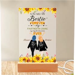 D-Story to My Besties Custom Friends Acrylic Plaque with Hairstyles&Name Blankets,Personalized Friendship Custom Night Light Lamp LED,Best Friends,BFF, Bestie Birthday Gifts