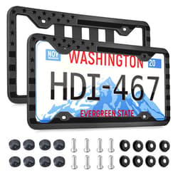RED WOLF 2 PCS Silicone License Plate Frame American Flag Car Tag, Subdued 3D Stars and Stripes USA Flag Front Rear License Plate Holder Black Rattle Proof w/Mounting Accessories