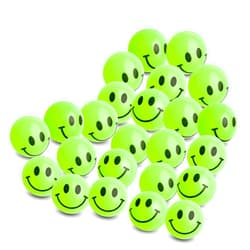 Bedwina Bulk Bouncy Balls Glow in The Dark - 24 Pcs (1inch / 27mm) Diameter, High Bouncing, Small Rubber Smile Face Bouncing Balls for Kids, Vending Machines, Game Prize Toys, Party Favor, Gift Bag Filler