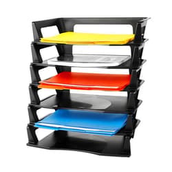 Rubbermaid Regeneration Letter Tray, Six Tier, Plastic, Black (86028)