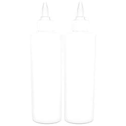 BRIGHTFROM Condiment Squeeze Bottles, 8 OZ Empty Squirt Bottle with Twist Top Cap, Leak Proof - Great for Ketchup, Mustard, Syrup, Sauces, Dressing, Oil, Arts and Crafts, BPA FREE Plastic - 2 PACK