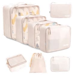 BAGAIL 8 Set Packing Cubes Luggage Packing Organizers for Travel Accessories-Cream