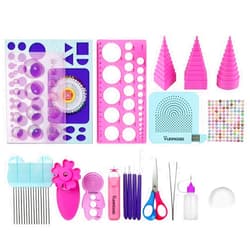 YURROAD 19pcs Beginners Quilling Tools Kit Electric Slotted Quilling Pen Template Board Curling Coach Crimper Comb Filigrana Tools Set