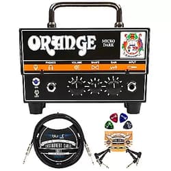 Orange Amps Micro Dark 20W Tube Hybrid Amplifier Head for Electric Guitars Bundle with Blucoil 10' Straight Instrument Cable (1/4