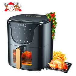 HAUSHOF 5.8 QT Air Fryer Small Oven, Digital Oil-Less Cooker Airfryer, 8 Presets Cooking Functions, Roast, Bake, Reheat, Cook Quikly with Nonstick Tray, Black
