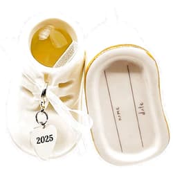 Ganz 2025 Baby Shoe Christmas Ornament - White Personalized Baby Booties Ornament - Baby Shoe Ornament - Baby First Christmas, Birth, Baby Shower, Birthday, New Parents Gift Baby Girl and Boy