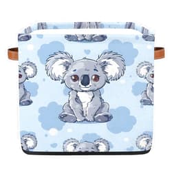 QsirBC Koala 13x13x13 inch Storage Basket Fabric Cube Storage Baskets Foldable Decorative Storage Bins with Handles for Closet Bedroom Shelf Organizing Toys