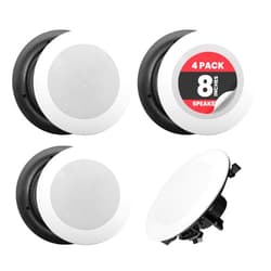 Pyle 8” 4 Bluetooth Flush Mount - In-wall In-ceiling 2-Way Speaker System Quick Connections Changeable Round/Square Grill Polypropylene Cone & Tweeter Stereo Sound 4 Ch Amplifier 250 Watt - PDICBT286