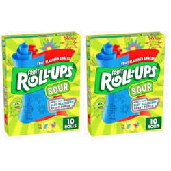 Betty Crocker Fruit Roll-Ups Sour Fruit Flavored Snacks, Blue Razzberry & Berry Punch Flavors, Variety Pack 5 oz (10 Count) (Pack of 2)