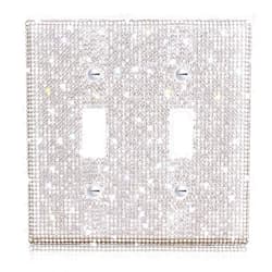 Yookeer Shiny Rhinestones Wall Plate Cover Switch Cover Outlet Covers Wall Plate Cover Switch Cover Decorative Bling Switch Cover (Silver,2-Gang Toggle)