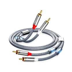 RIKSOIN RCA Cable 6ft 2 Pack-2RCA Male to 2RCA Male Stereo Audio Cable with Magnetic Ring Supports[Hi-Fi,Shielded] Braided Auxiliary Audio Cord for Home Theater,HDTV,Amplifiers,Hi-Fi Systems,Speakers