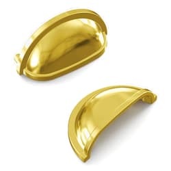 Hickory Hardware 10 Pack Solid Core Kitchen Cabinet Pulls, Luxury Cabinet Handles, Hardware for Doors & Dresser Drawers, 3 Inch Hole Center, Polished Brass, Williamsburg Collection