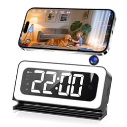 Gyliziex 2K Clock Camera, 5G & 2.4G WiFi Indoor Pet Nanny Cameras with Alarm for Home, Full Color Night Vision, Human Motion Detection, Local SD Storage