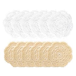 Molain 4 Inch Handmade Crochet Cotton Coaster, Round Doilies Cloth Placemats Vintage Cute Lace Mats DIY Flower Shape Cup Mat for Table Wedding Cup Coasters (12)