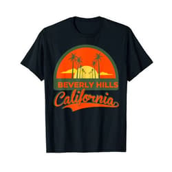 So Cali Designs BEVERLY HILLS Souvenir Palm Trees Sunset Southern California T-Shirt