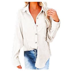 Miekld Oversized Button Down Shirts for Women Corduroy Shirt Oversized Tops Casual Warm Jacket Girls Long Sleeve Shirts