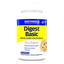 Enzymedica Digest Basic, Digestive Enzymes for Sensitive Stomachs, Offers Fast-Acting Gas & Bloating Relief, 90 Count