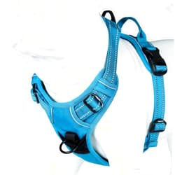 Juxzh Soft Front Dog Harness .Best Reflective no Pull Harness with Handle and 2 Leash Attachments Teal Blue
