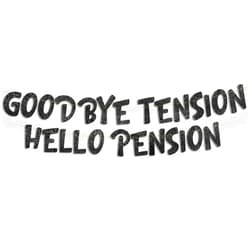 Sterling James Co. Goodbye Tension Hello Pension Black Glitter Banner - Retirement Party Supplies, Gifts and Decorations