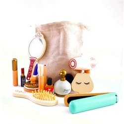 EERKEOD Wooden Makeup Toy Set for Toddlers Kids Makeup Kit for Girl Pretend Play Salon Toys Set for Kid Children Princess Birthday Gift Montessori Educational Activities for Girls