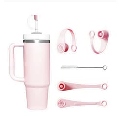 Moliy Silicone Straw Cover Cap Pink Accessories for Stanley Cup 30&40 Oz, Reusable 4pcs Cute Simply Modern Straw Topper for 8-10mm Straws