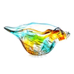 QFkris 9inch Blown Glass Shell Vase,Handmade Seashell Potpourri Holder Art Glass Conch Seashell Figurine Collectibles Unique Conch Bowl for Home Decor Gift,Colorful