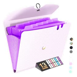 Sooez Expanding File Folder, 13 Pocket Accordion File Organizer, Monthly Expandable File Folder for Documents with Labels, Portable Bill Receipt Organizer for School Office Supplies, Letter A4 Size